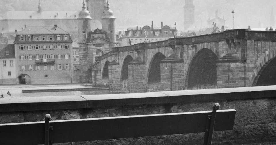 Karl Heinrich Lämmel River Neckar, Old Bridge, Church, Heidelberg Germany 1936, Printed Later 1936/2021 photo furniture