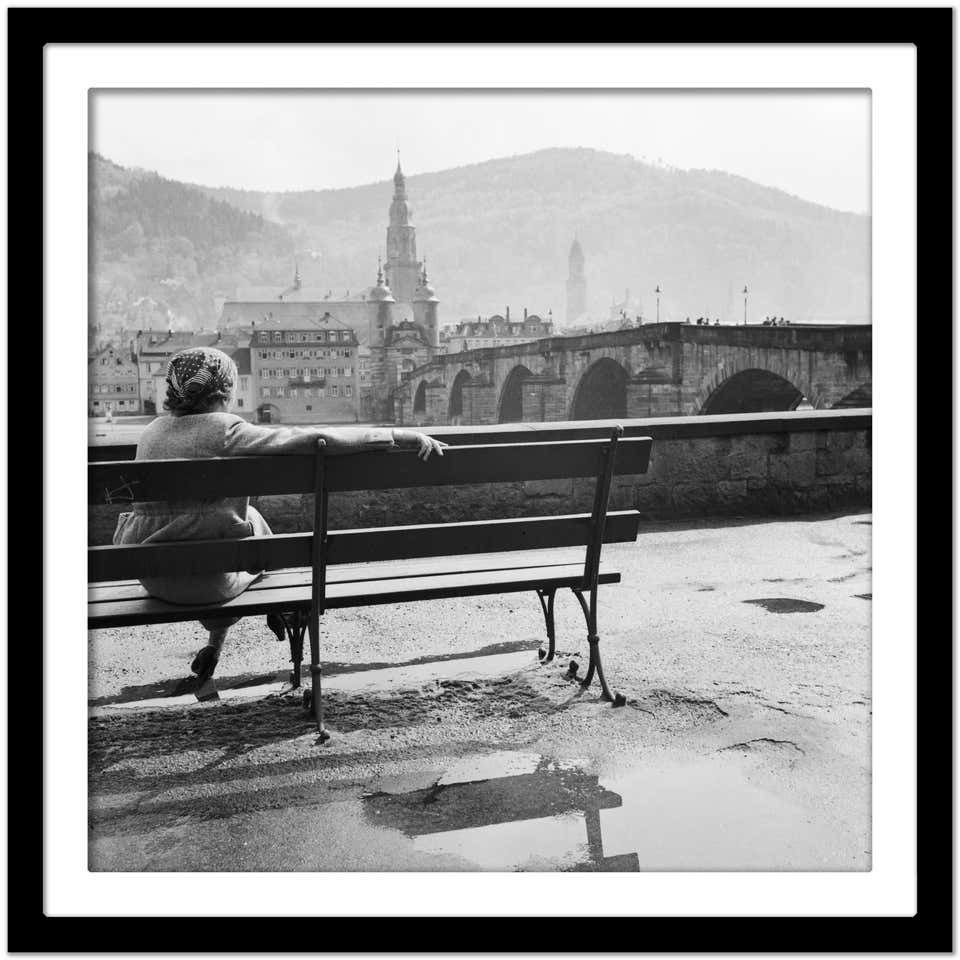Karl Heinrich Lämmel Woman Sitting At Neckar On Bench Heidelberg, Germany 1936, Printed Later 1936/2021 photo Art