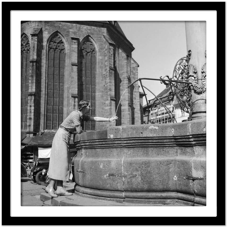 Karl Heinrich Lämmel Woman, Fountain, Heiliggeist Church Heidelberg, Germany 1936, Printed Later 1936/2021 photo Art