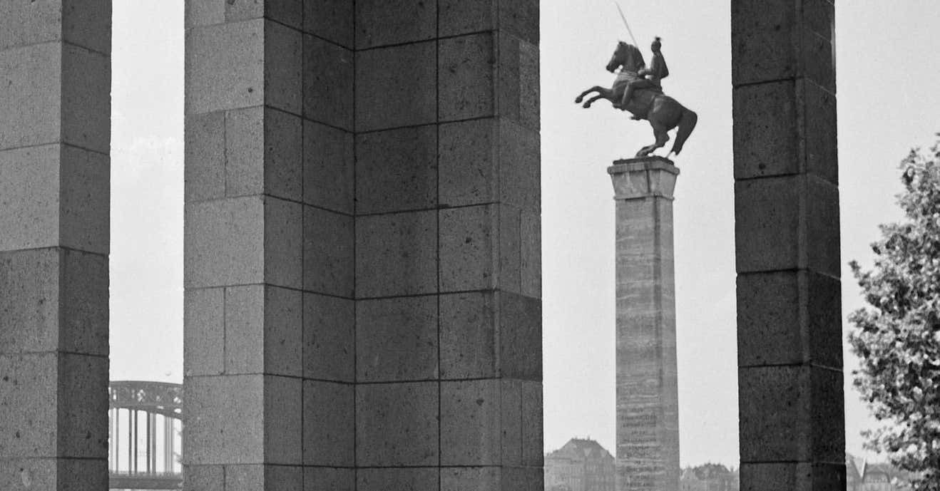 Uhlan Memorial Court Of Honour At Rhine Duesseldorf, Germany 1937 Printed Later 1937/2021 photo furniture