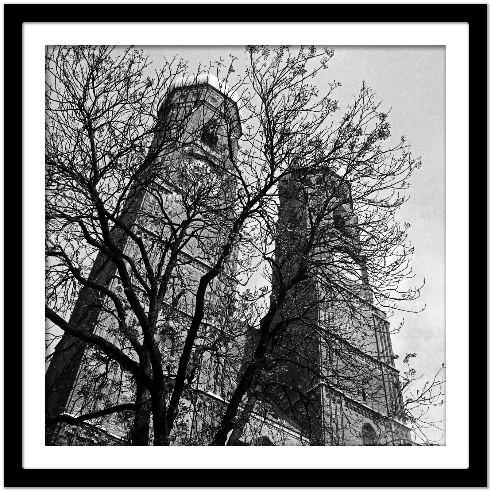 Twin Belfries Of Munich Frauenkirche Church, Munich Germany 1938, Printed Later photo Art