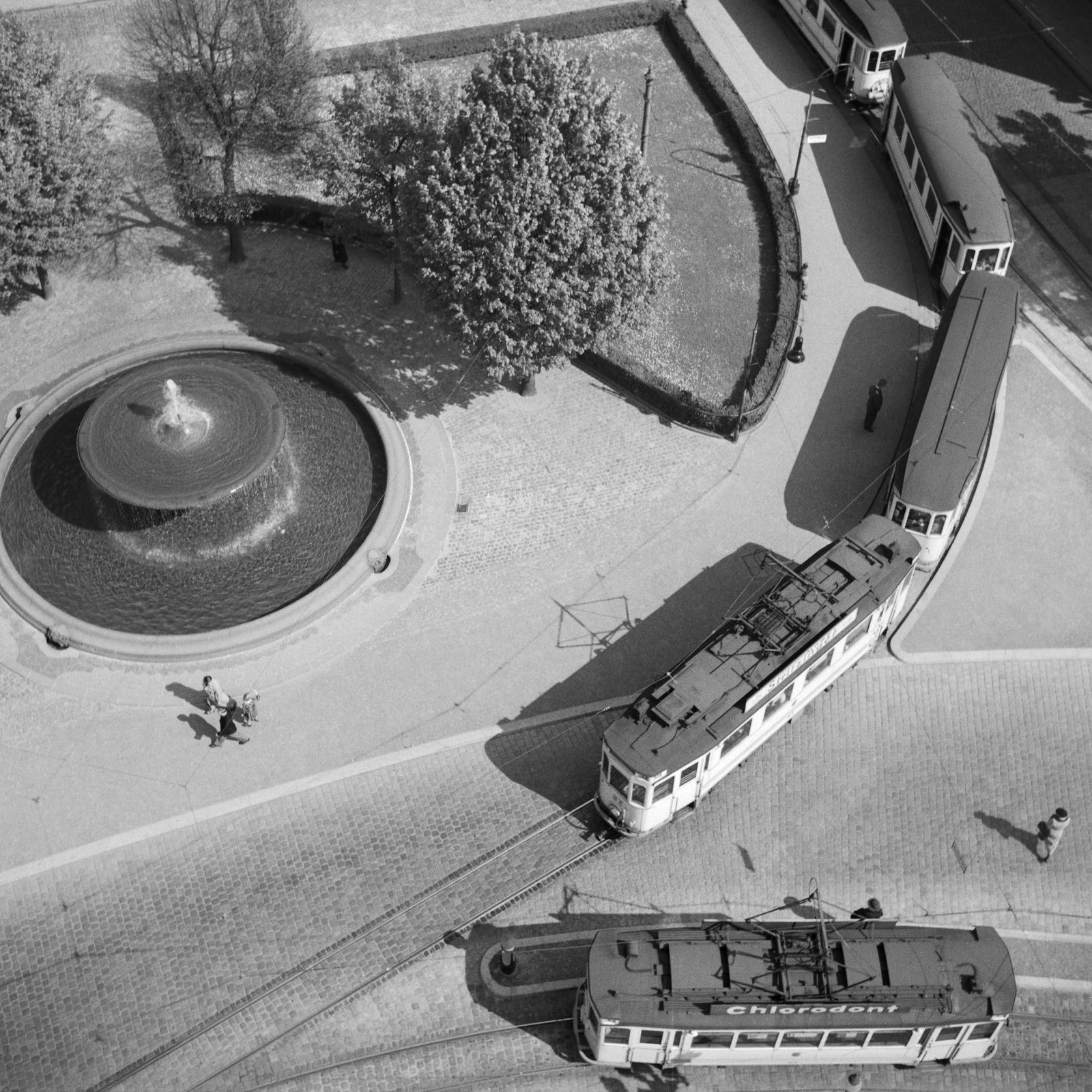 Karl Heinrich Lämmel Trams On Way Through Centre Darmstadt, Germany 1938 Printed Later 1938/2021