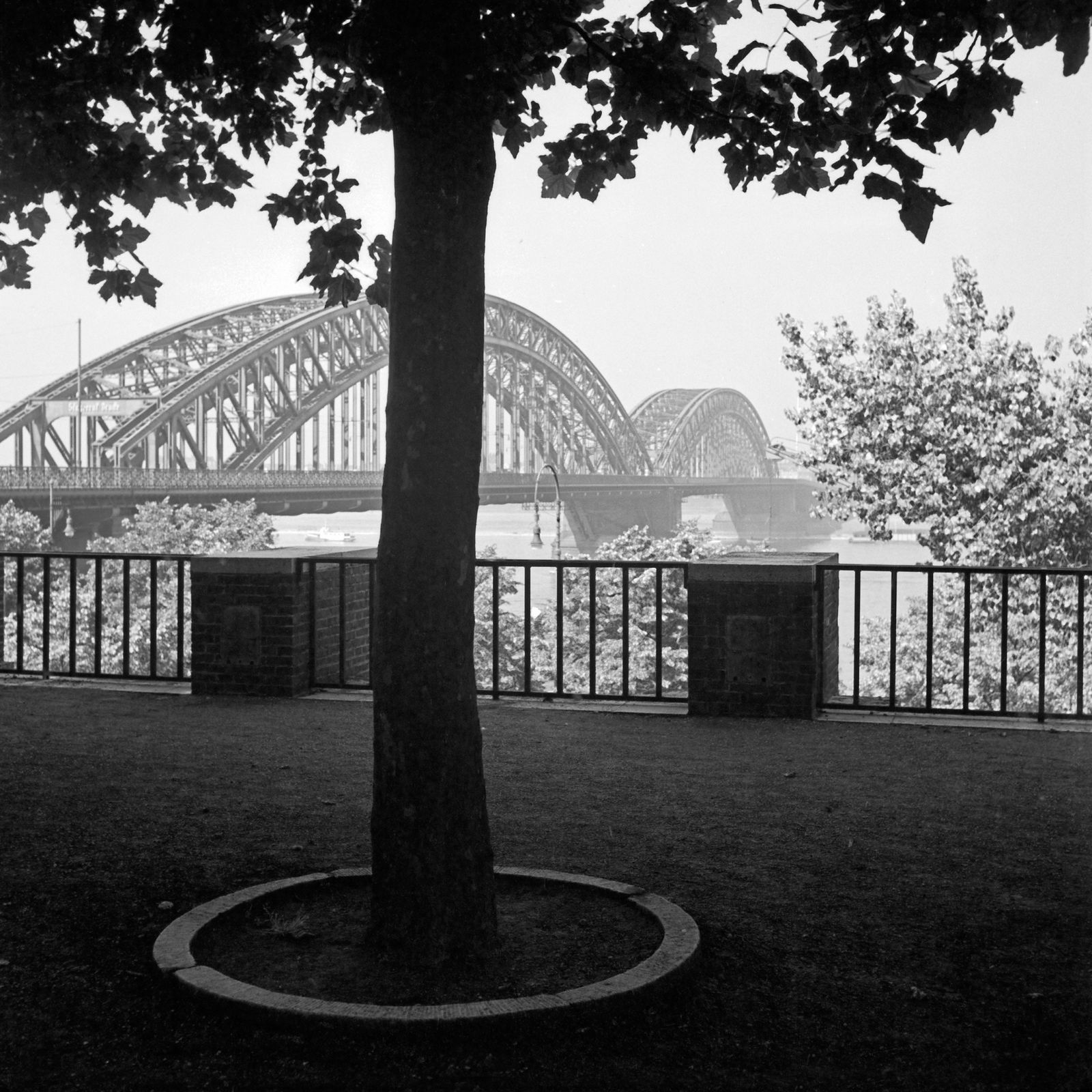 Karl Heinrich Lämmel Arched Bridge Across The River Rhine At Duesseldorf, Germany 1937 Printed Later 1937/2021