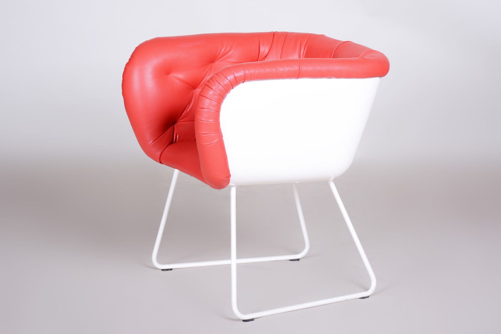 Mid Century Red And White Armchair, Original Condition, Czechia, 1960s photo Furniture