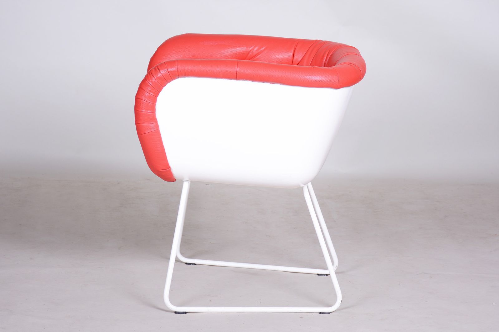 Mid Century Red And White Armchair, Original Condition, Czechia, 1960s photo buy