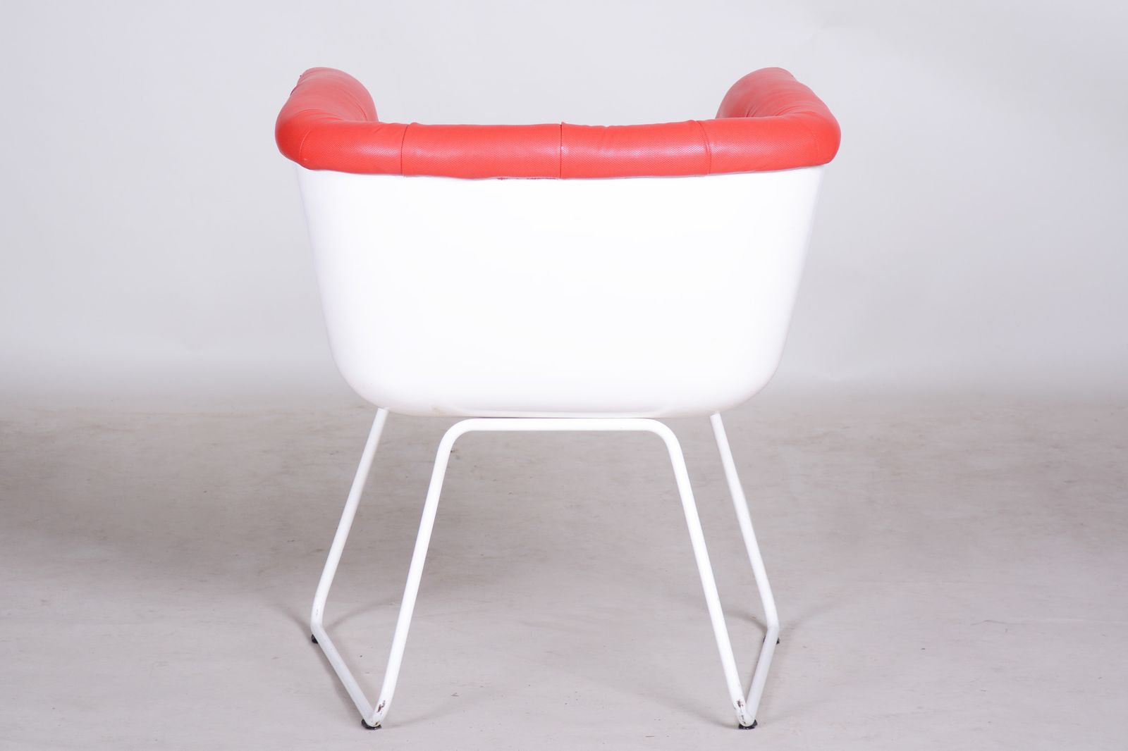 photo furniture Mid Century Red And White Armchair, Original Condition, Czechia, 1960s