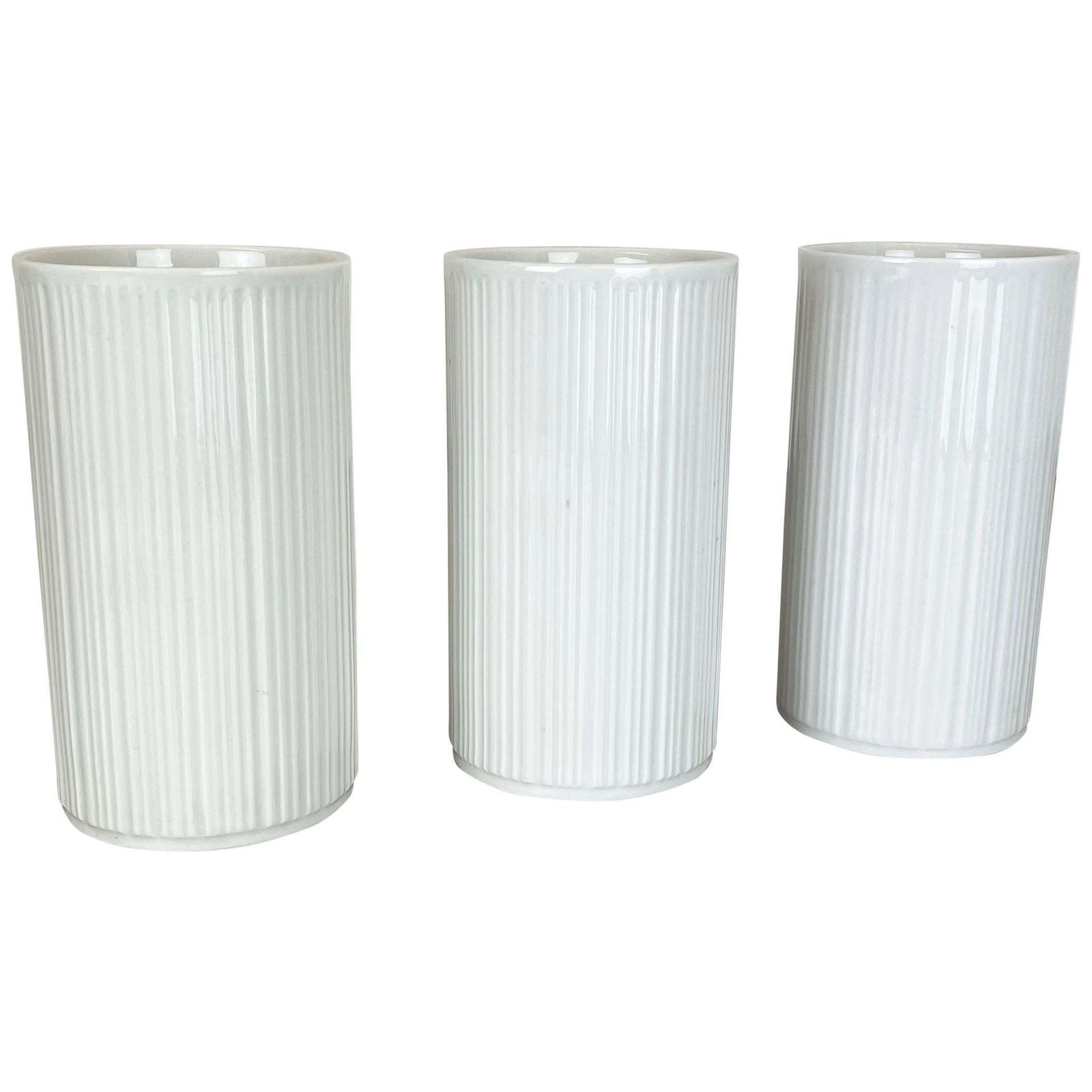 Set Of 3 Op Art Porcelain Vases By Melitta Minden, Germany, 1970s