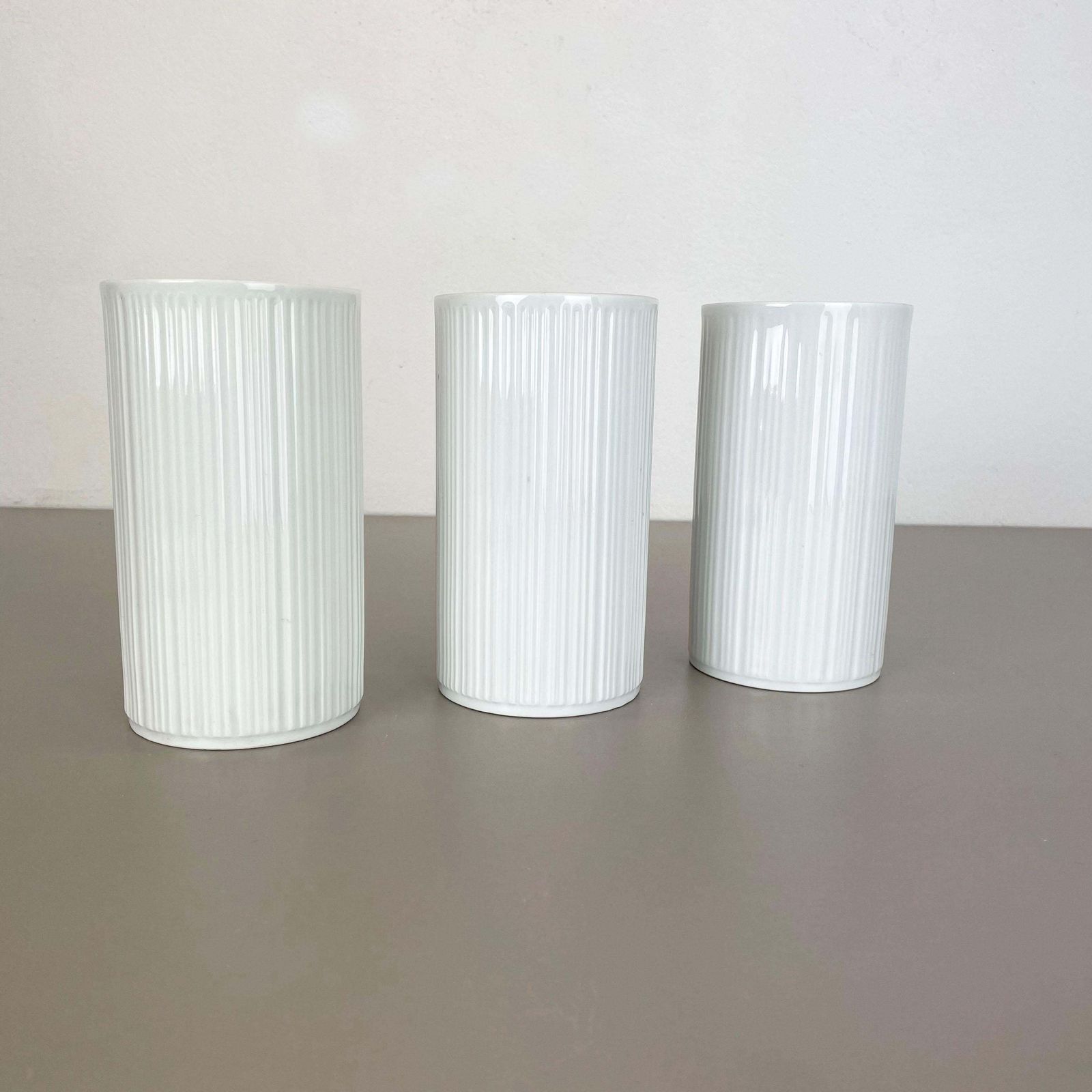 Set Of 3 Op Art Porcelain Vases By Melitta Minden, Germany, 1970s photo furniture