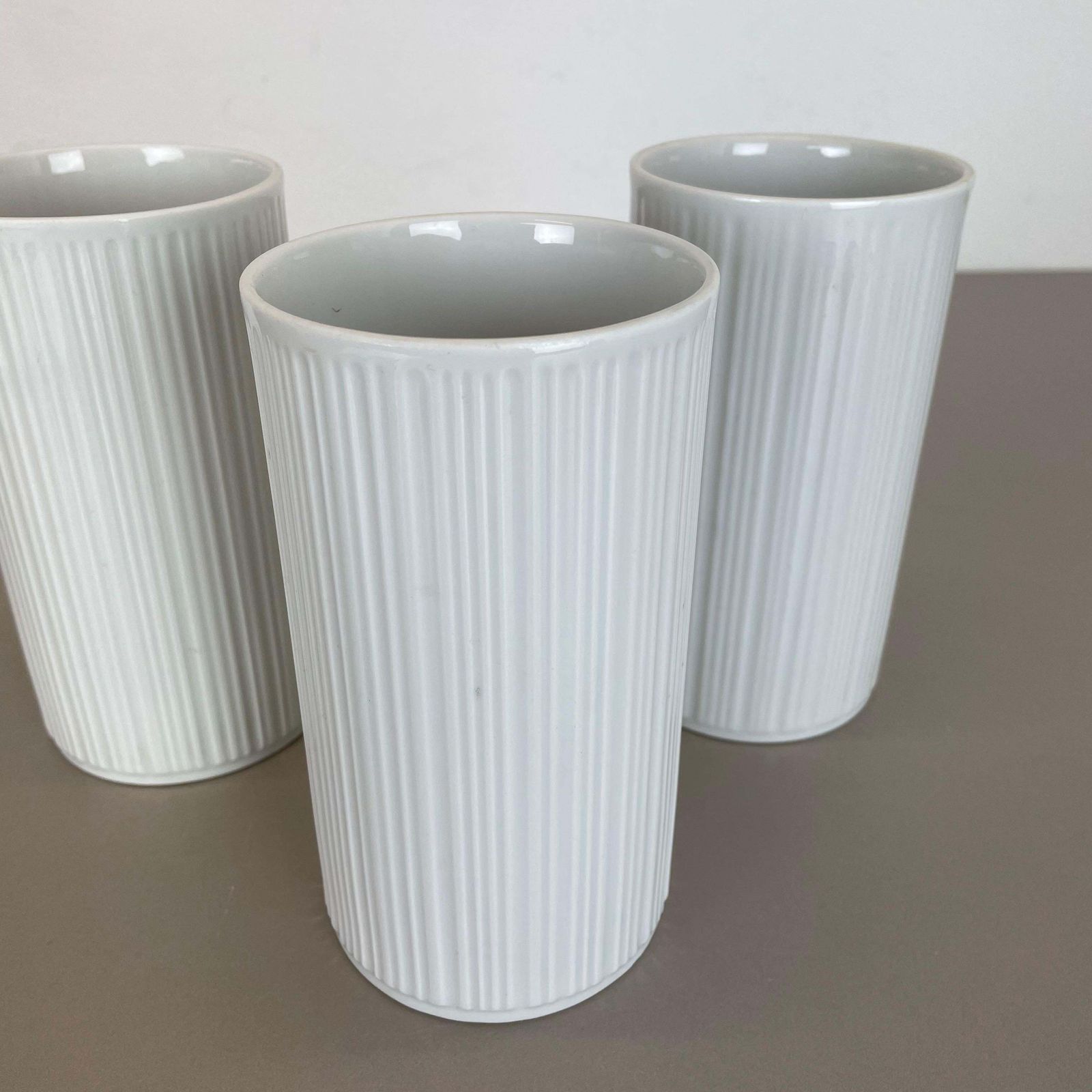428.0 Set Of 3 Op Art Porcelain Vases By Melitta Minden, Germany, 1970s photo