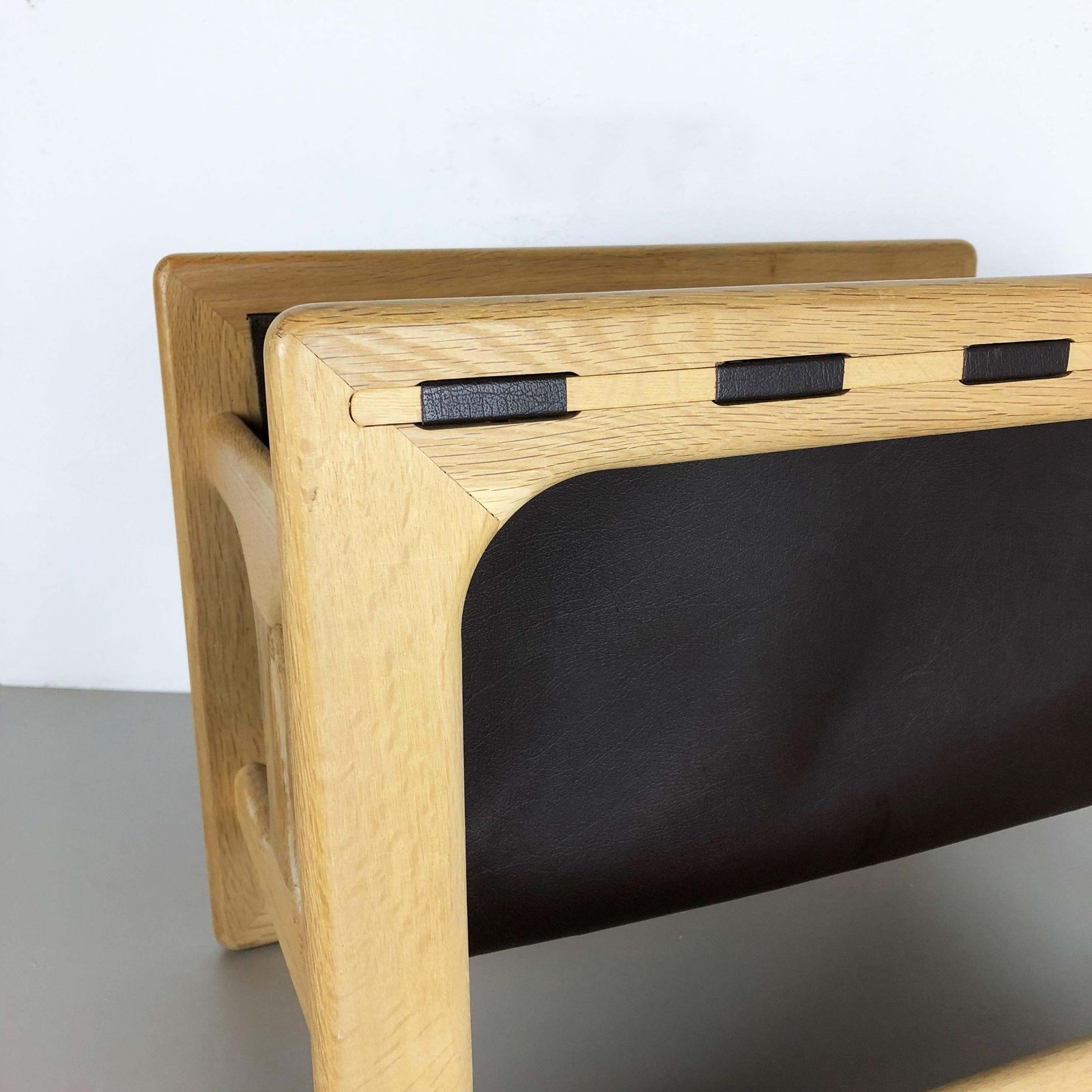Minimalistic 1970s Danish Oak Wood Magazine Rack Design Made By Salin Møbler photo buy