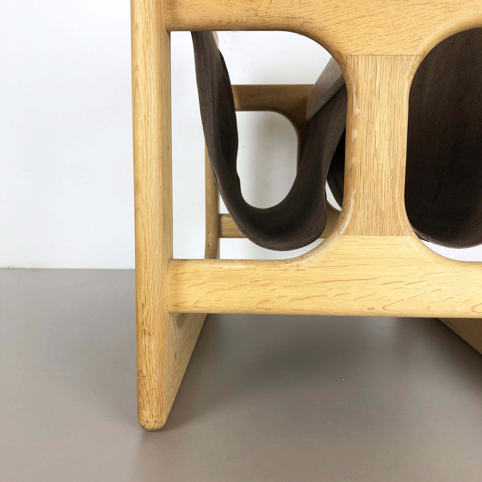 Minimalistic 1970s Danish Oak Wood Magazine Rack Design Made By Salin Møbler photo vintage