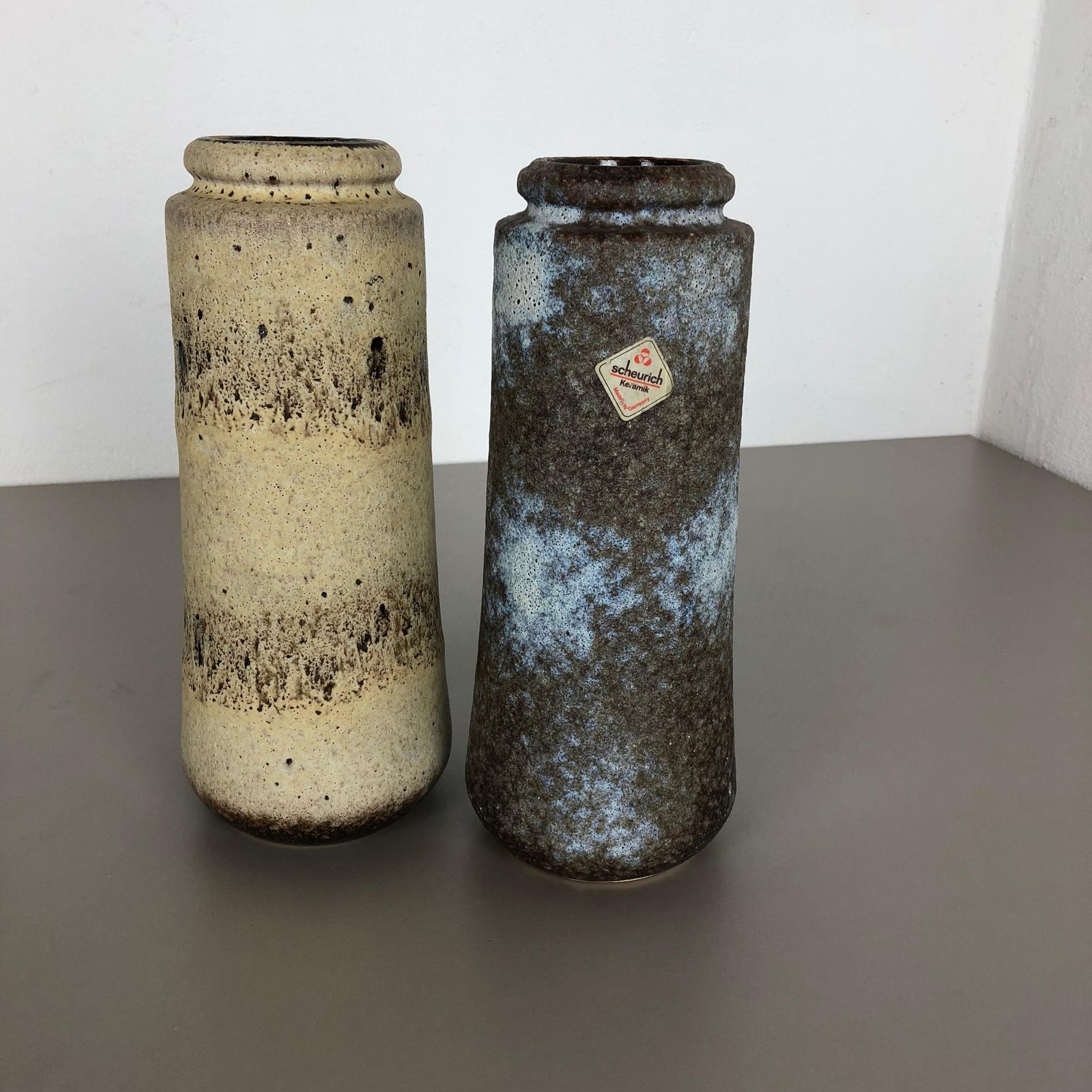 Set Of Two Pottery Fat Lava Vases "206 26" Made By Scheurich, Germany, 1970s photo buy