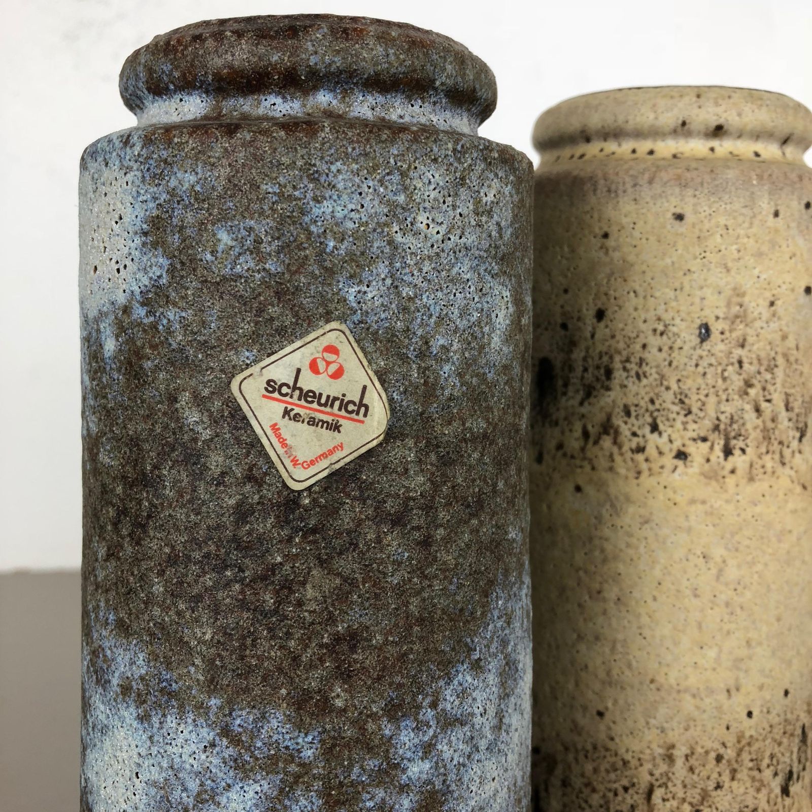 photo vintage Set Of Two Pottery Fat Lava Vases "206 26" Made By Scheurich, Germany, 1970s