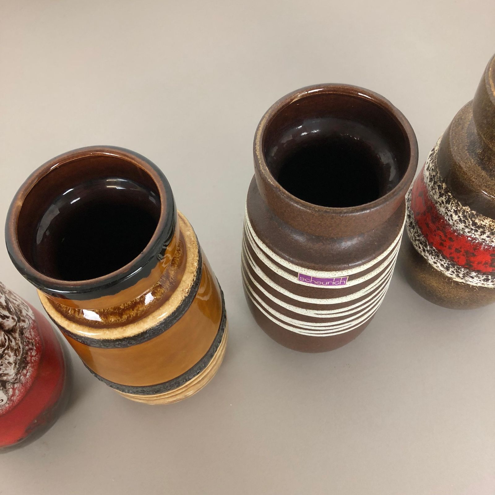 photo for sale Set Of Four Vintage Pottery Fat Lava "242 22" Vases Made By Scheurich, Germanyset Of Four Vintage Pottery Fat Lava "242 22" Vases Made By Scheurich, G