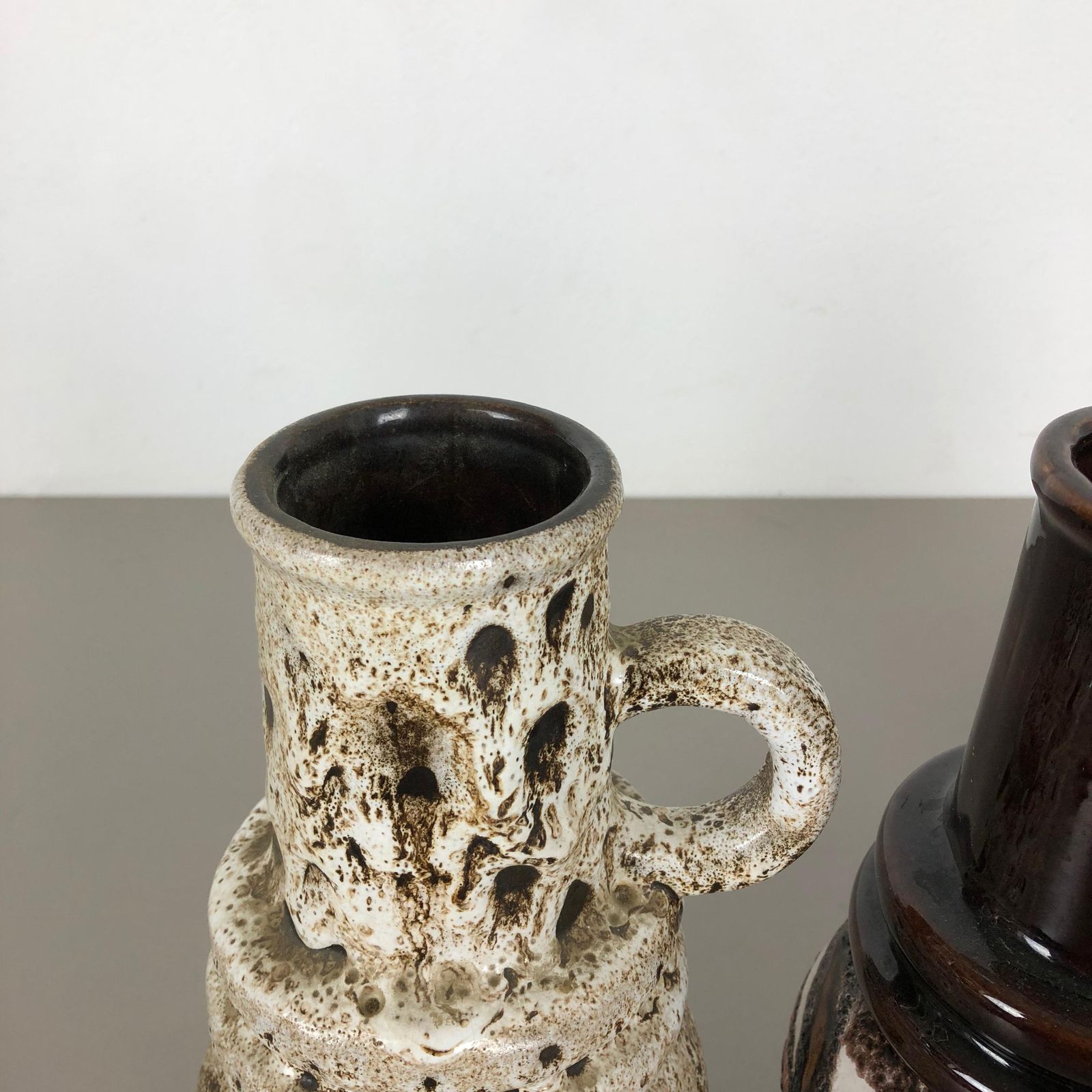 Set Of Three 1970s Pottery Fat Lava "Vienna" Vases Made By Scheurich, Germany photo Home Decor