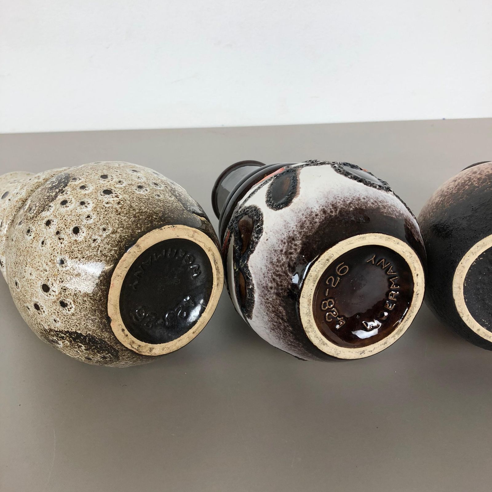 photo vinterior Set Of Three 1970s Pottery Fat Lava "Vienna" Vases Made By Scheurich, Germany