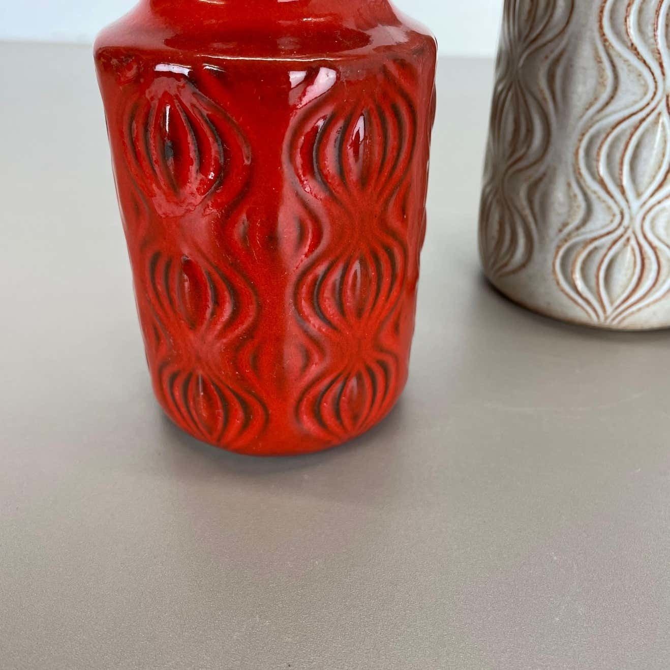 Set Of Three Pottery Fat Lava Vases 285 "Onion" By Scheurich, Germany, 1970s photo vintage