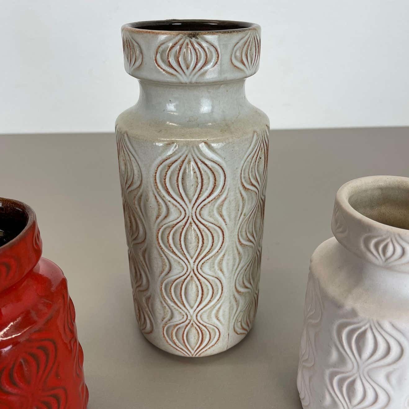 photo for sale Set Of Three Pottery Fat Lava Vases 285 "Onion" By Scheurich, Germany, 1970s
