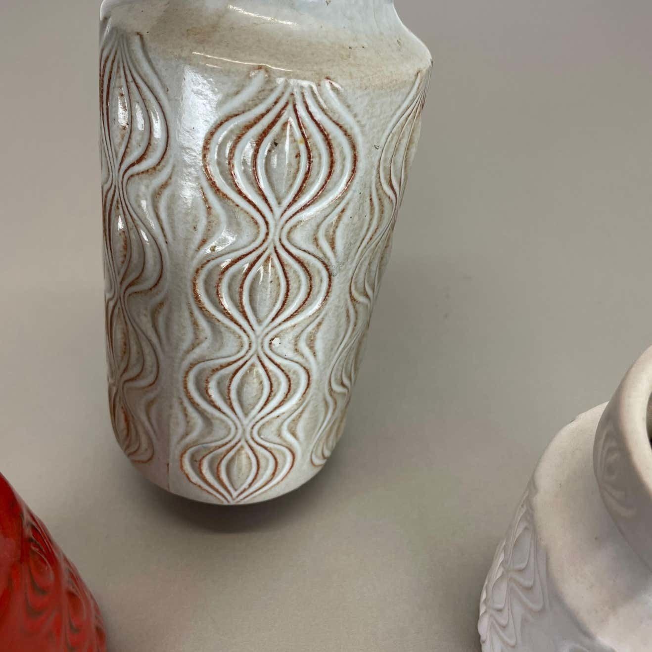 photo buy Set Of Three Pottery Fat Lava Vases 285 "Onion" By Scheurich, Germany, 1970s