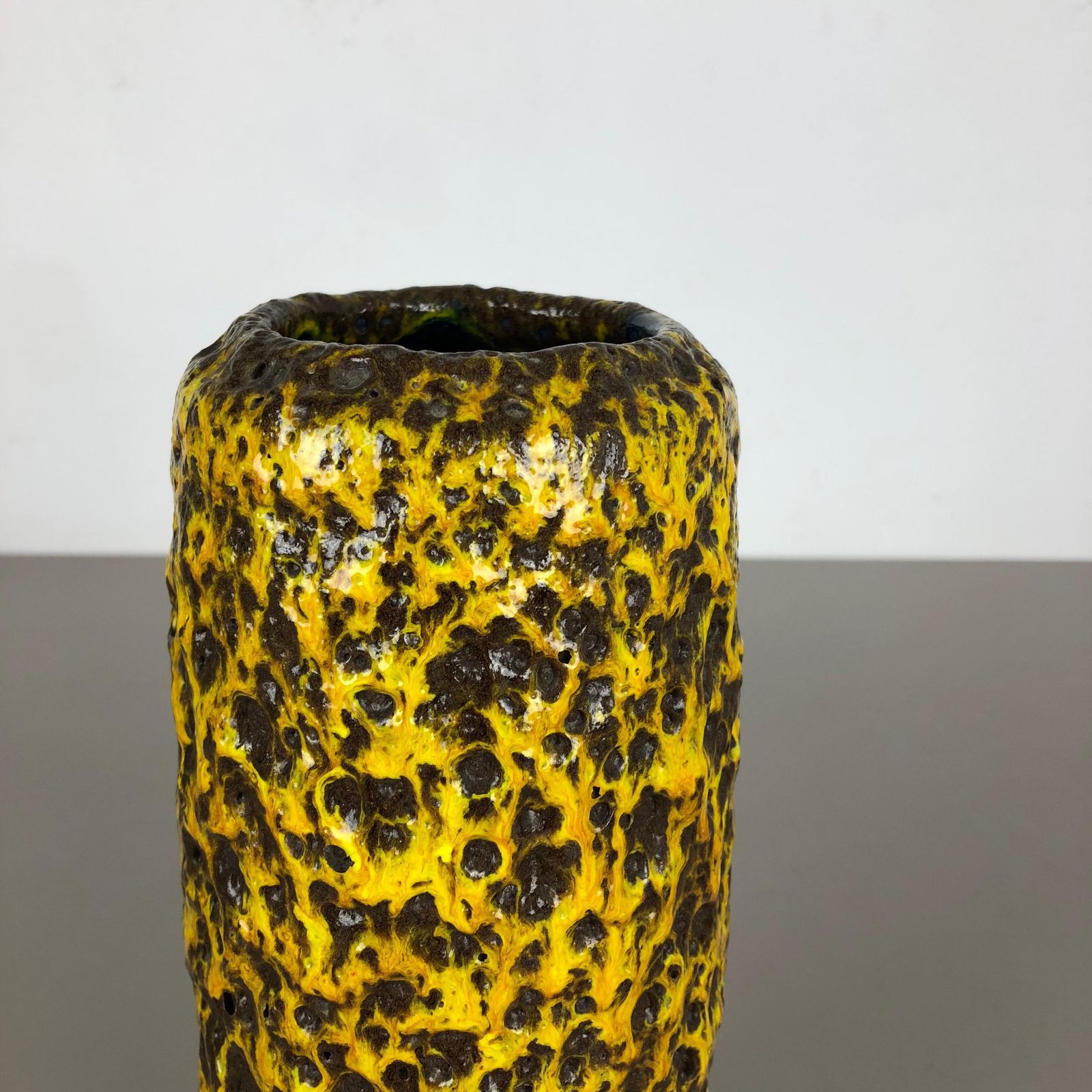 Home Decor Pottery Super Yellow Color Fat Lava Multi Color Vase Scheurich Wgp, 1970s photo