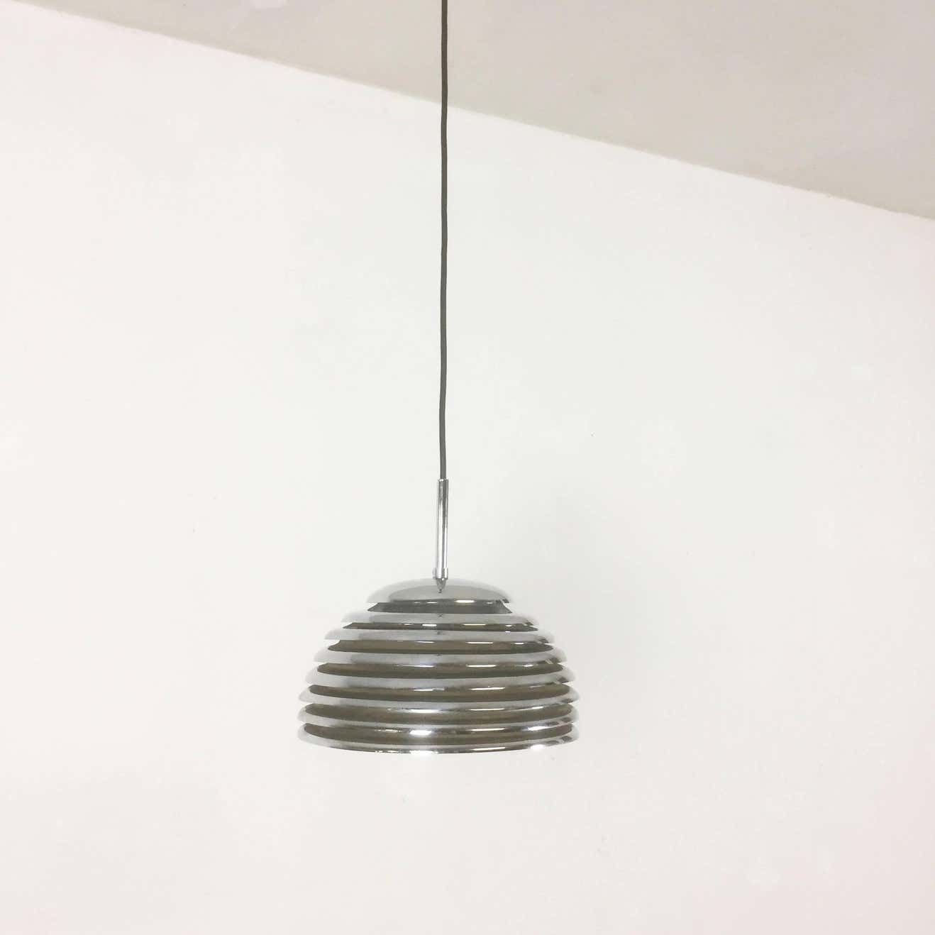 Chrome Hanging Pendant Lamp Light By Kazuo Motozawa For Staff Germany, 1960s photo for sale