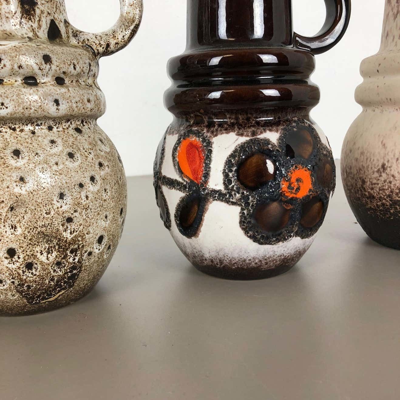 Set Of Three 1970s Pottery Fat Lava "Vienna" Vases Made By Scheurich, Germany photo vinterior