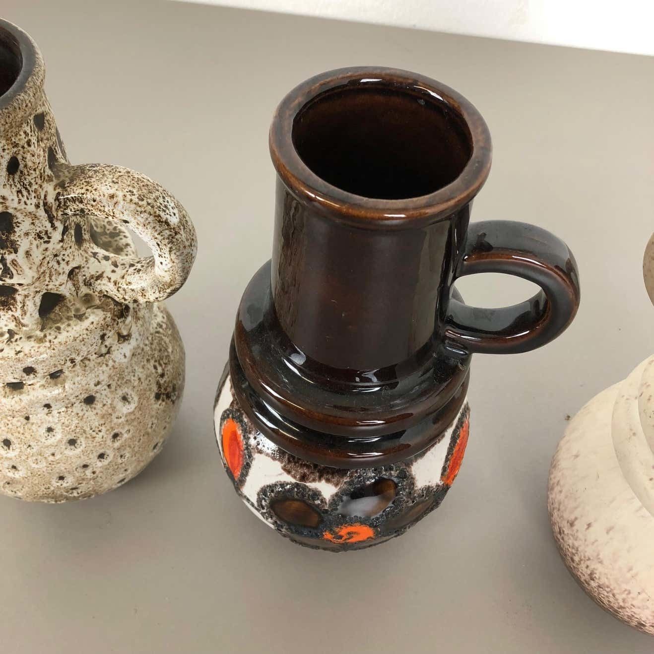 Home Decor Set Of Three 1970s Pottery Fat Lava "Vienna" Vases Made By Scheurich, Germany photo