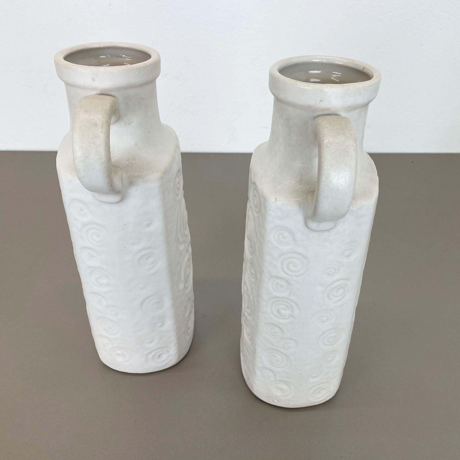 Home Decor Set Of Two Pottery Fat Lava Vases Jura "482 28" Made By Scheurich, Germany 1970s photo