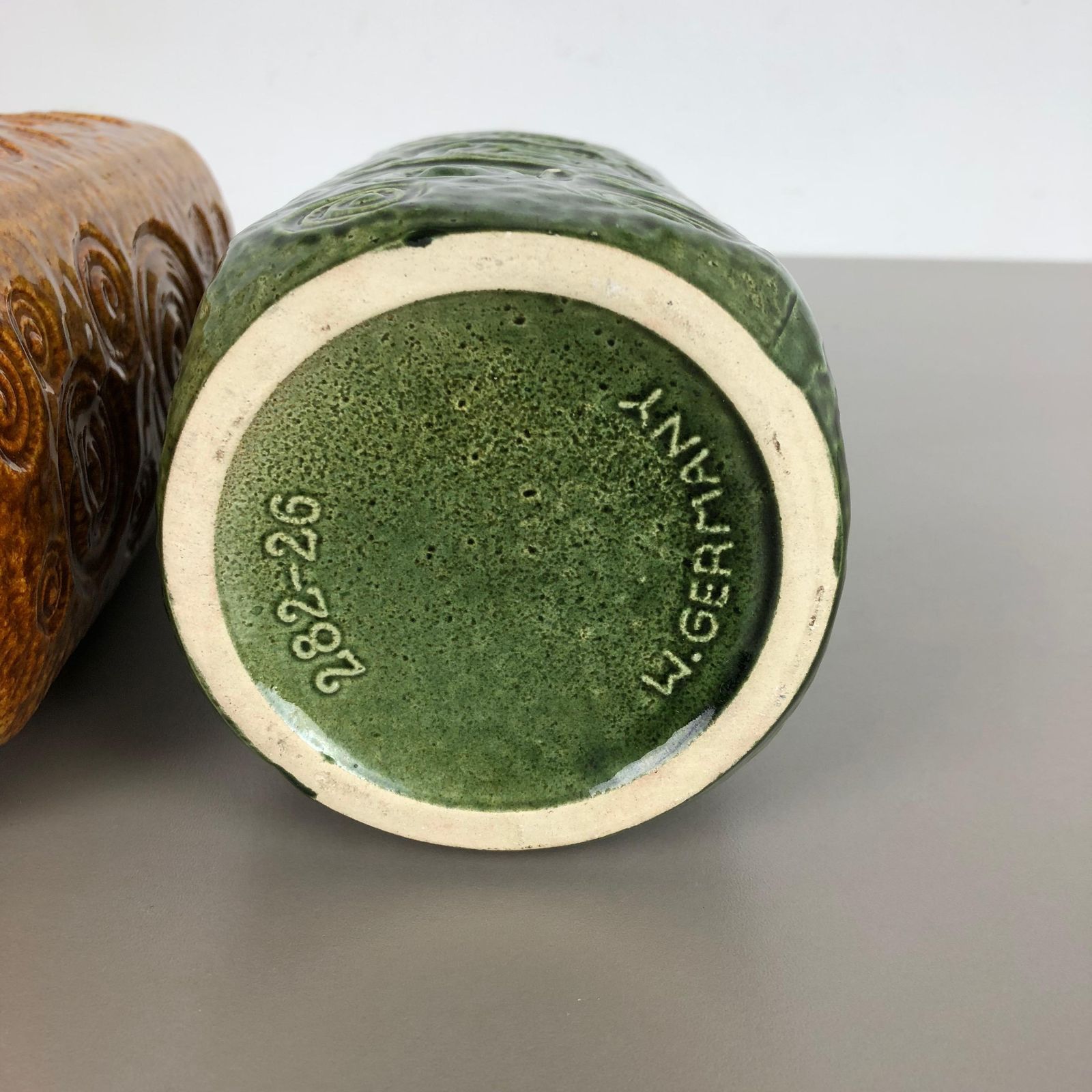 photo for sale Set Of Two Pottery Fat Lava Vases Jura "282 26" Made By Scheurich, Germany 1970s