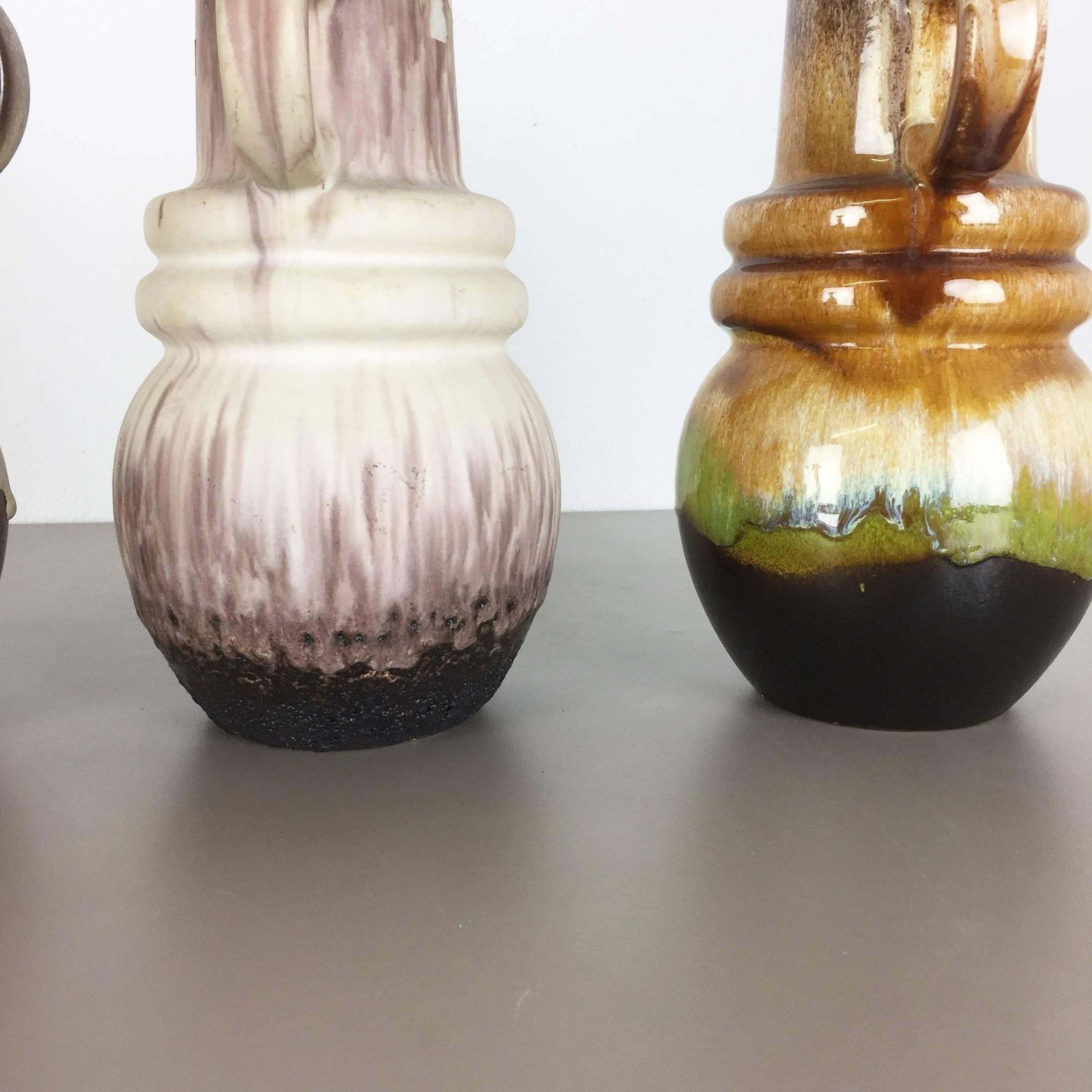 Set Of Three 1970s Pottery Fat Lava Vienna Vases Made By Scheurich Germany photo for sale