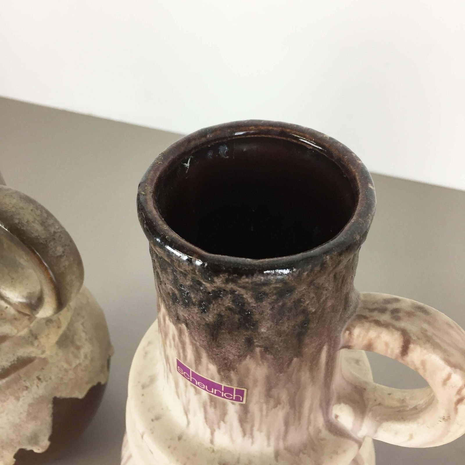 Set Of Three 1970s Pottery Fat Lava Vienna Vases Made By Scheurich Germany photo Home Decor