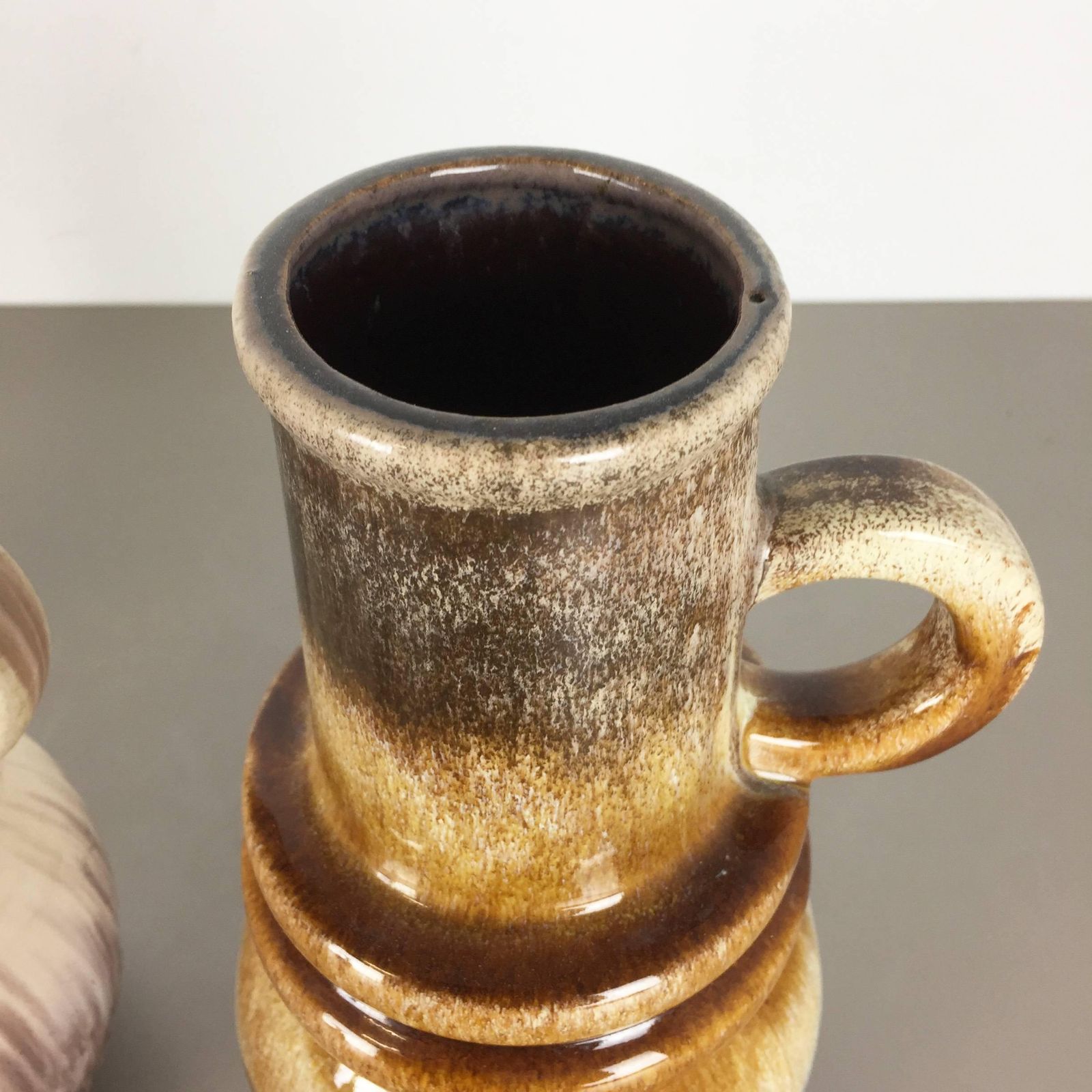 Set Of Three 1970s Pottery Fat Lava Vienna Vases Made By Scheurich Germany photo 523.0