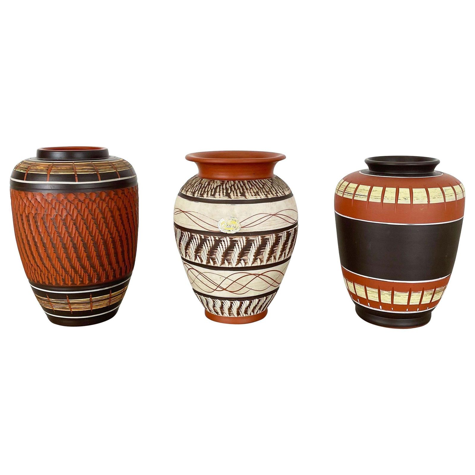 Set Of 3 Abstract Ceramic Pottery Vases By Eiwa / Akru Ceramics, Germany, 1950s photo furniture