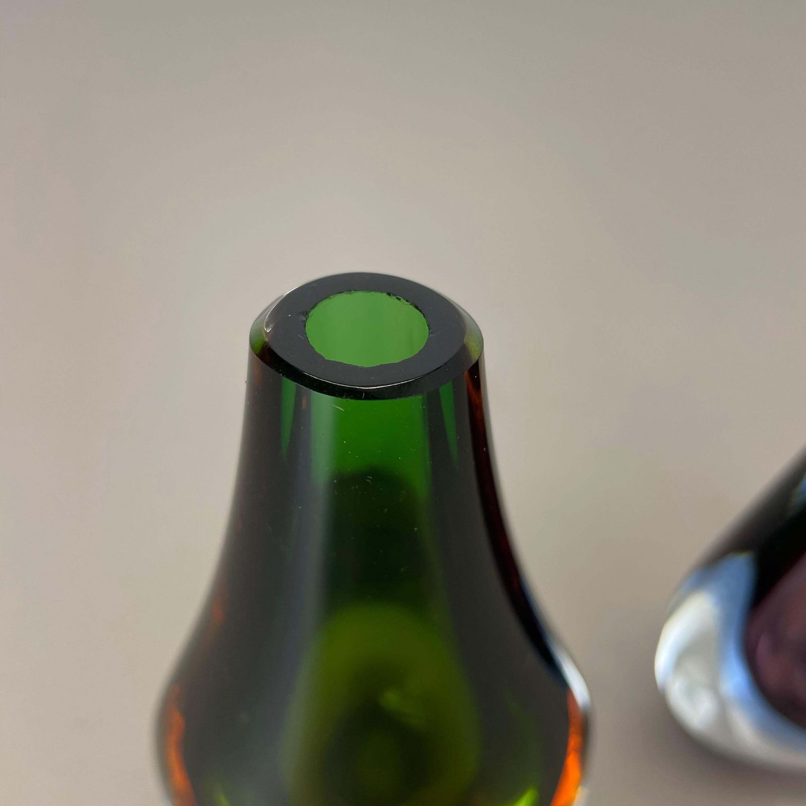 Rare Set Of 2 Organic Multicolor Murano Glass Sommerso Vases, Italy, 1970s photo 785.0