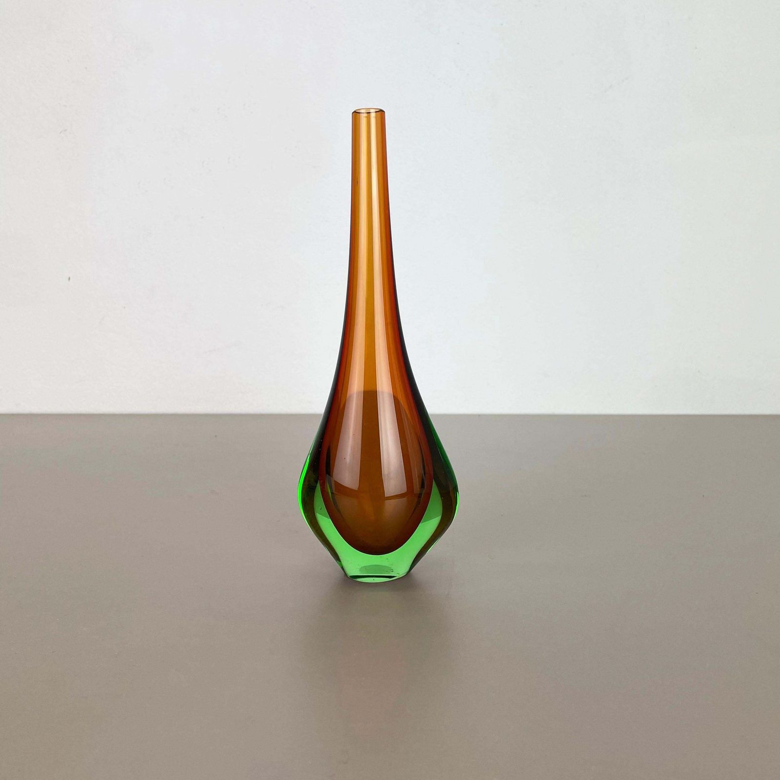 Large 1960s Murano Glass Sommerso Single Stem Vase By Flavio Poli, Italy