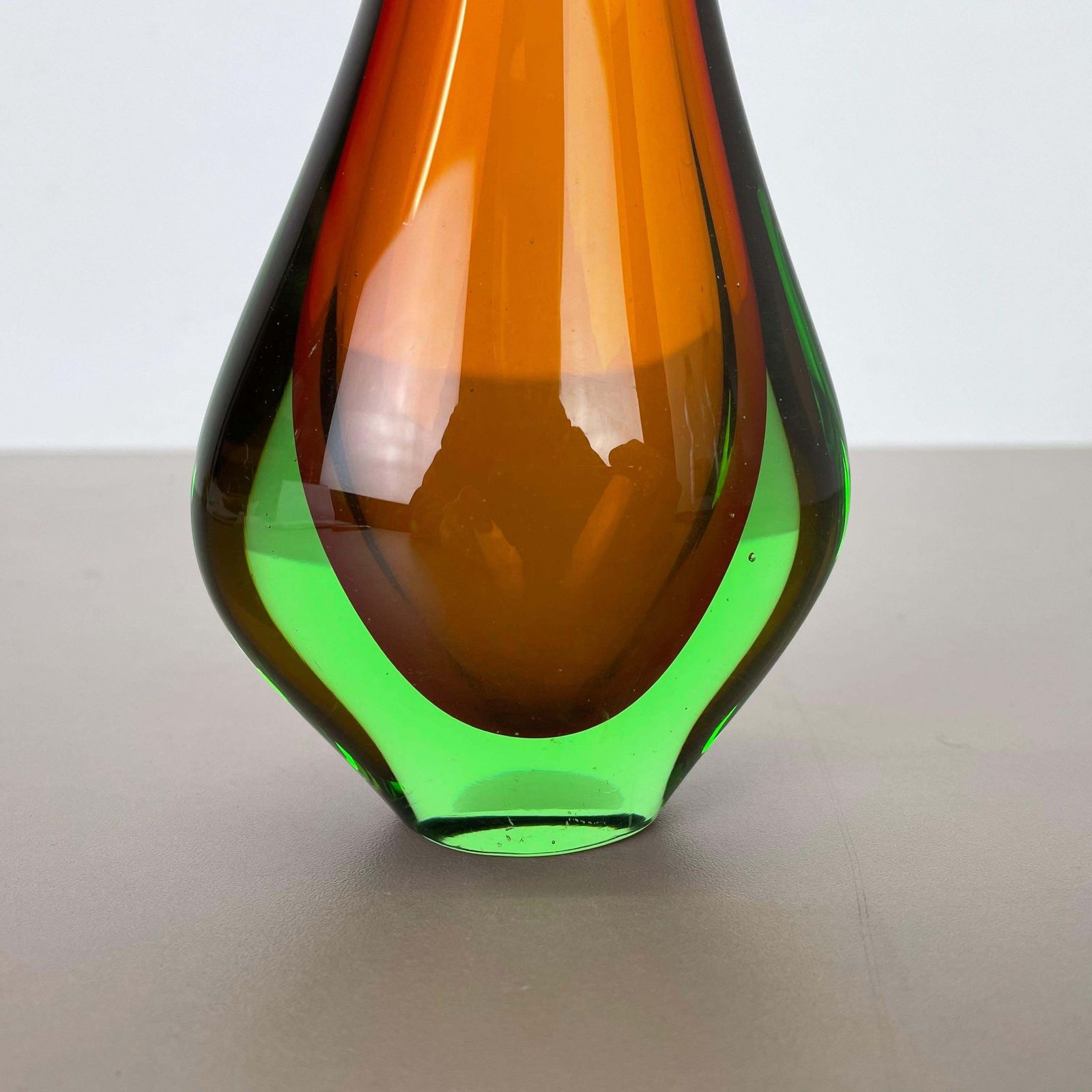 Large 1960s Murano Glass Sommerso Single Stem Vase By Flavio Poli, Italy photo vintage