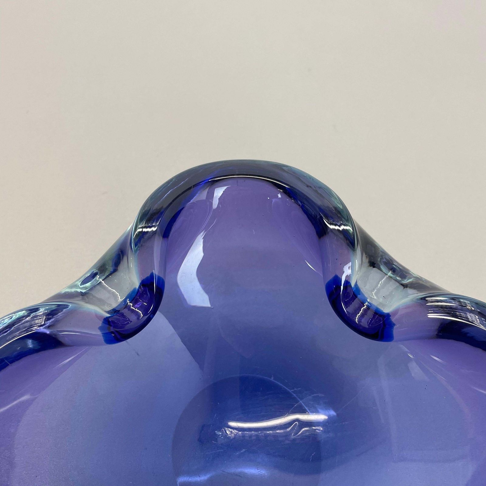 Heavy Murano Glass "Blue" Bowl Element Shell Ashtray Murano, Italy, 1970s photo buy