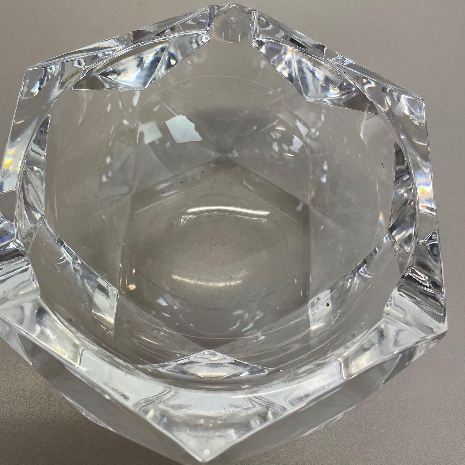Heavy Crystal "Diamond" Glass Ashtray By Val Saint Lambert, Belgium, 1970s photo vinterior