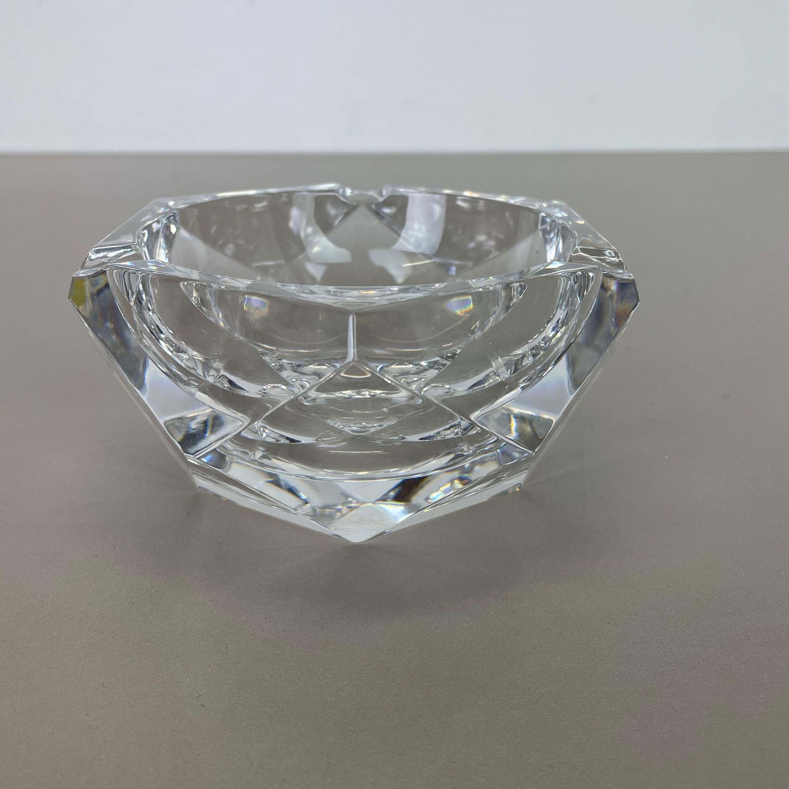 Heavy Crystal "Diamond" Glass Ashtray By Val Saint Lambert, Belgium, 1970s photo buy