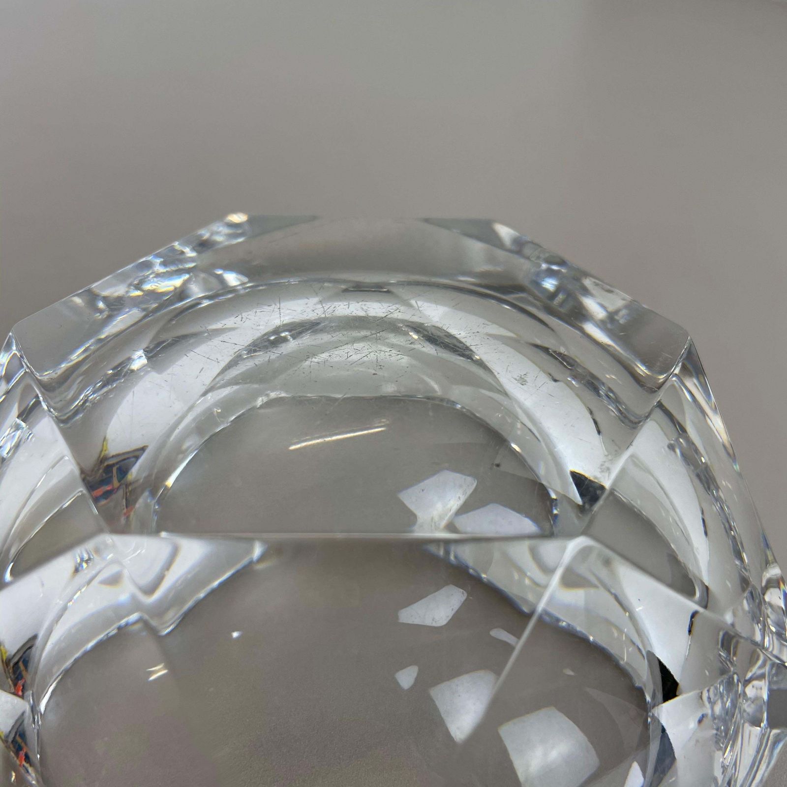 photo for sale Heavy Crystal "Diamond" Glass Ashtray By Val Saint Lambert, Belgium, 1970s