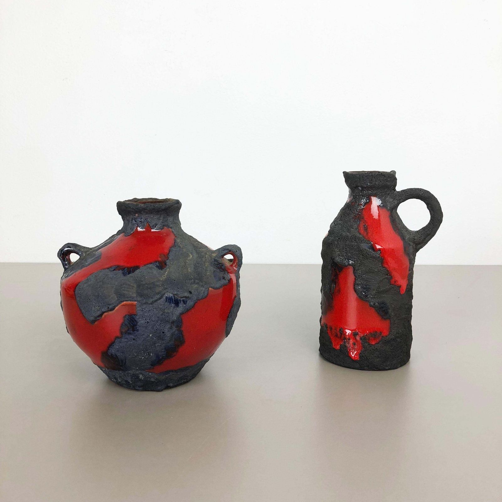 Set Of 2 Original 1970 Ceramic Studio Pottery Vase By Marei Ceramics, Germany photo Home Decor