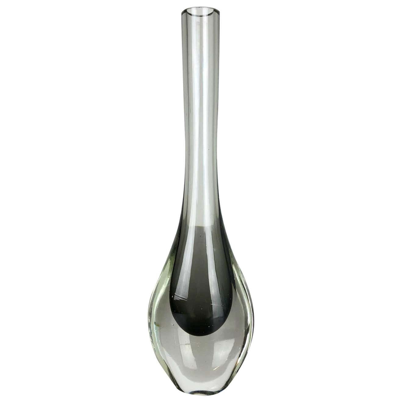 Rare Grey 1960s Murano Glass Sommerso Single Stem Vase By Flavio Poli, Italy photo furniture