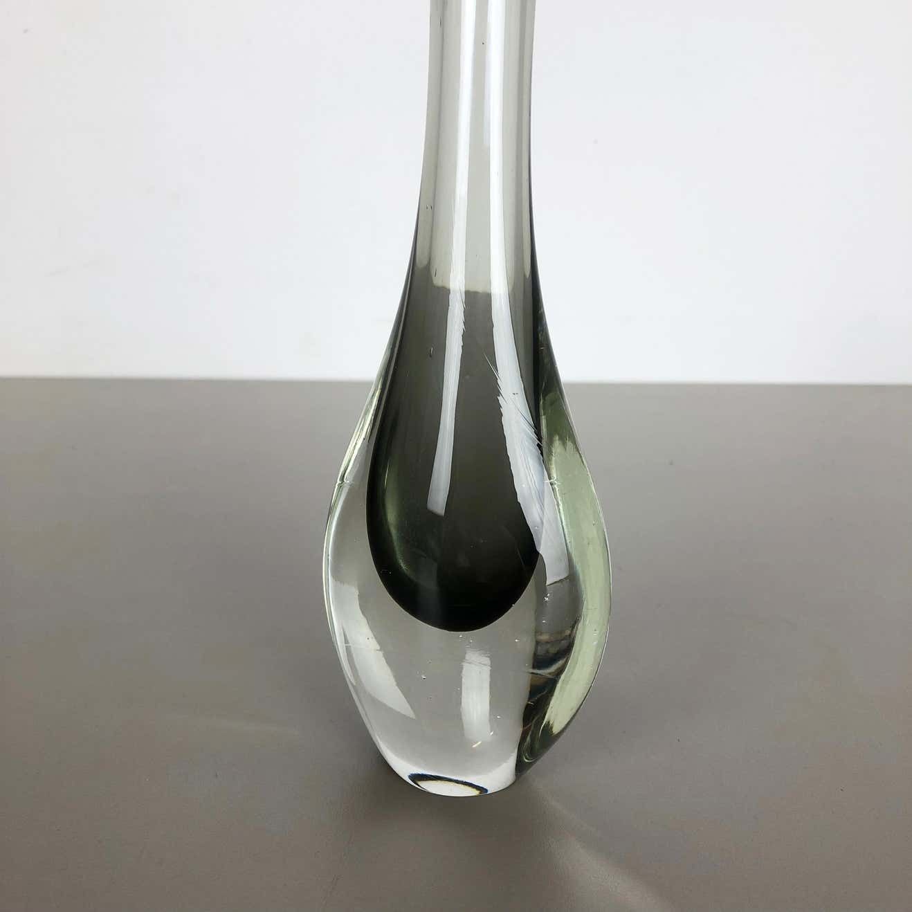 photo furniture Rare Grey 1960s Murano Glass Sommerso Single Stem Vase By Flavio Poli, Italy