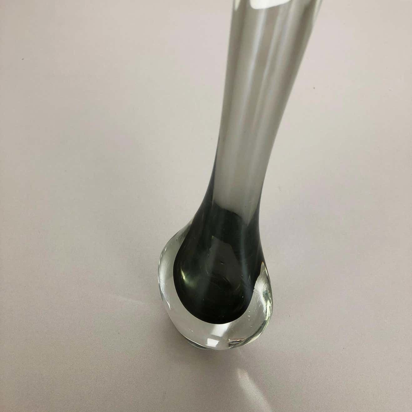 photo buy Rare Grey 1960s Murano Glass Sommerso Single Stem Vase By Flavio Poli, Italy