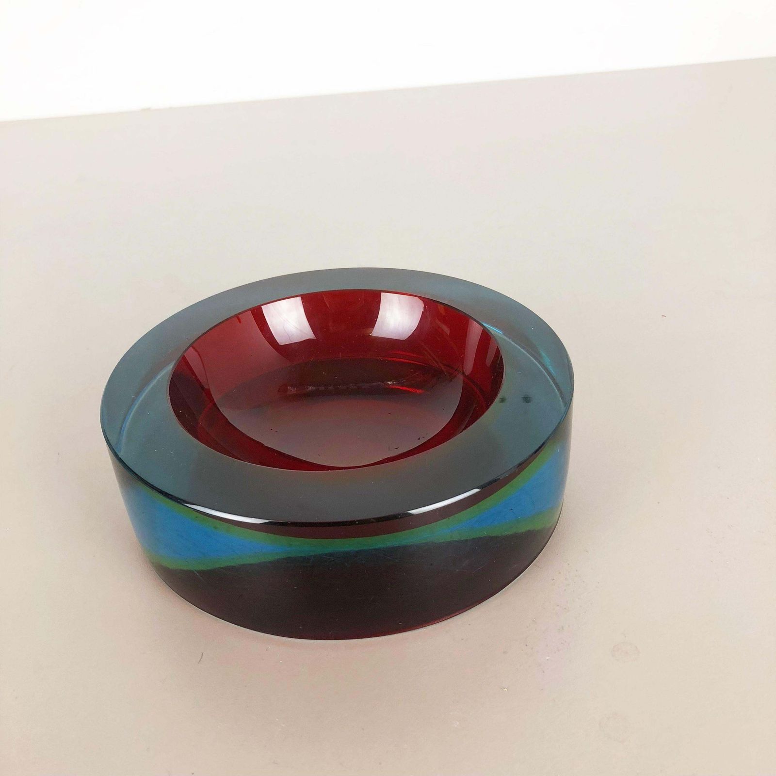 Extra Large 3,6kg Sommerso Bowl Murano Vetri Glass By Cenedese, Italy, 1970s photo Home Decor