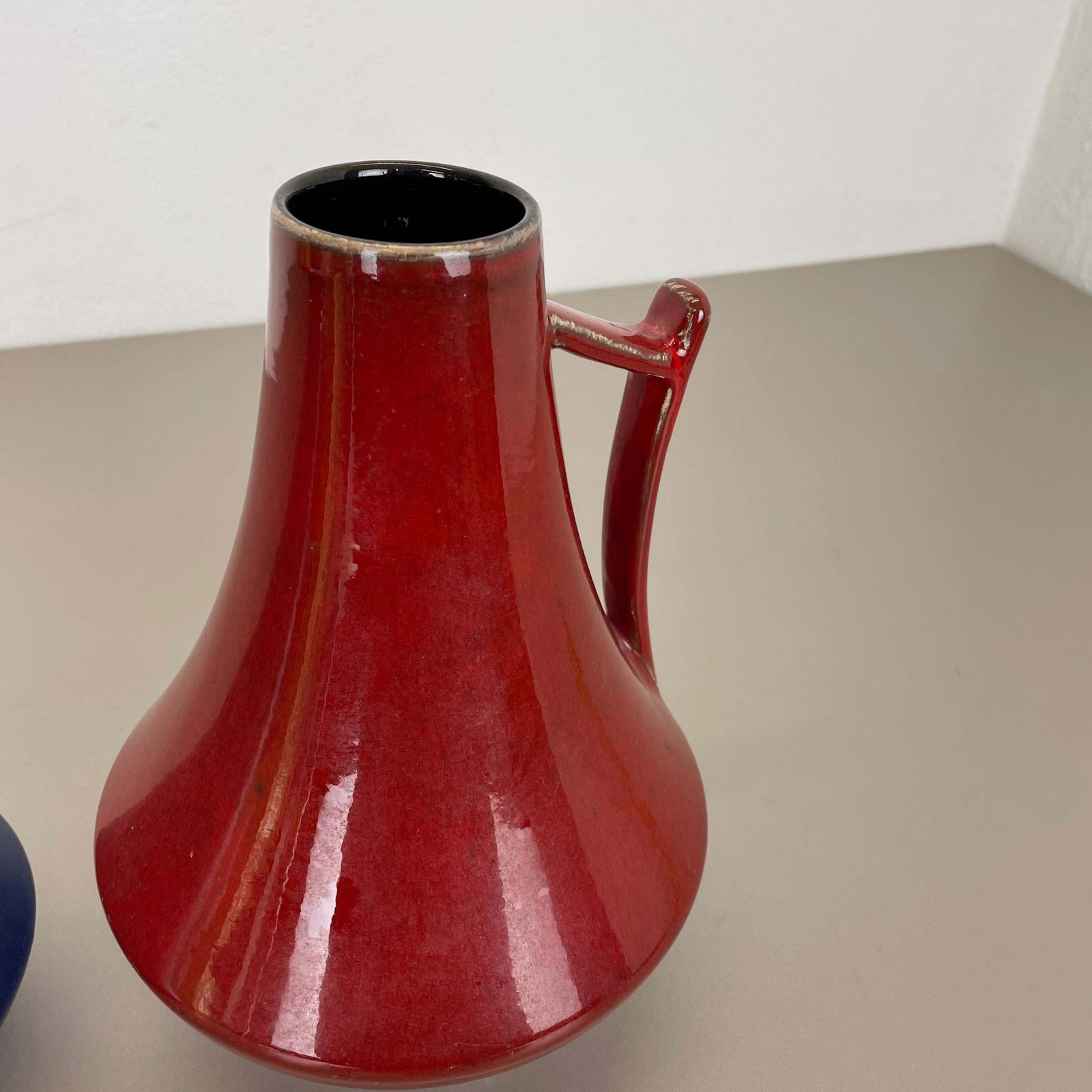 photo furniture Set Of Two Pottery Fat Lava Vases "Black Red" By Jopeko, Germany, 1970s