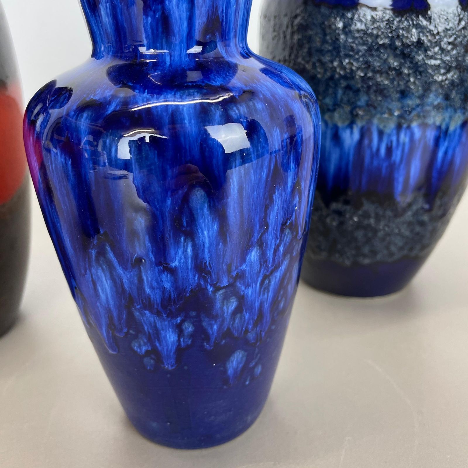Set Of Five Vintage Pottery Fat Lava Vases Made By Scheurich, Germany, 1970s photo vintage