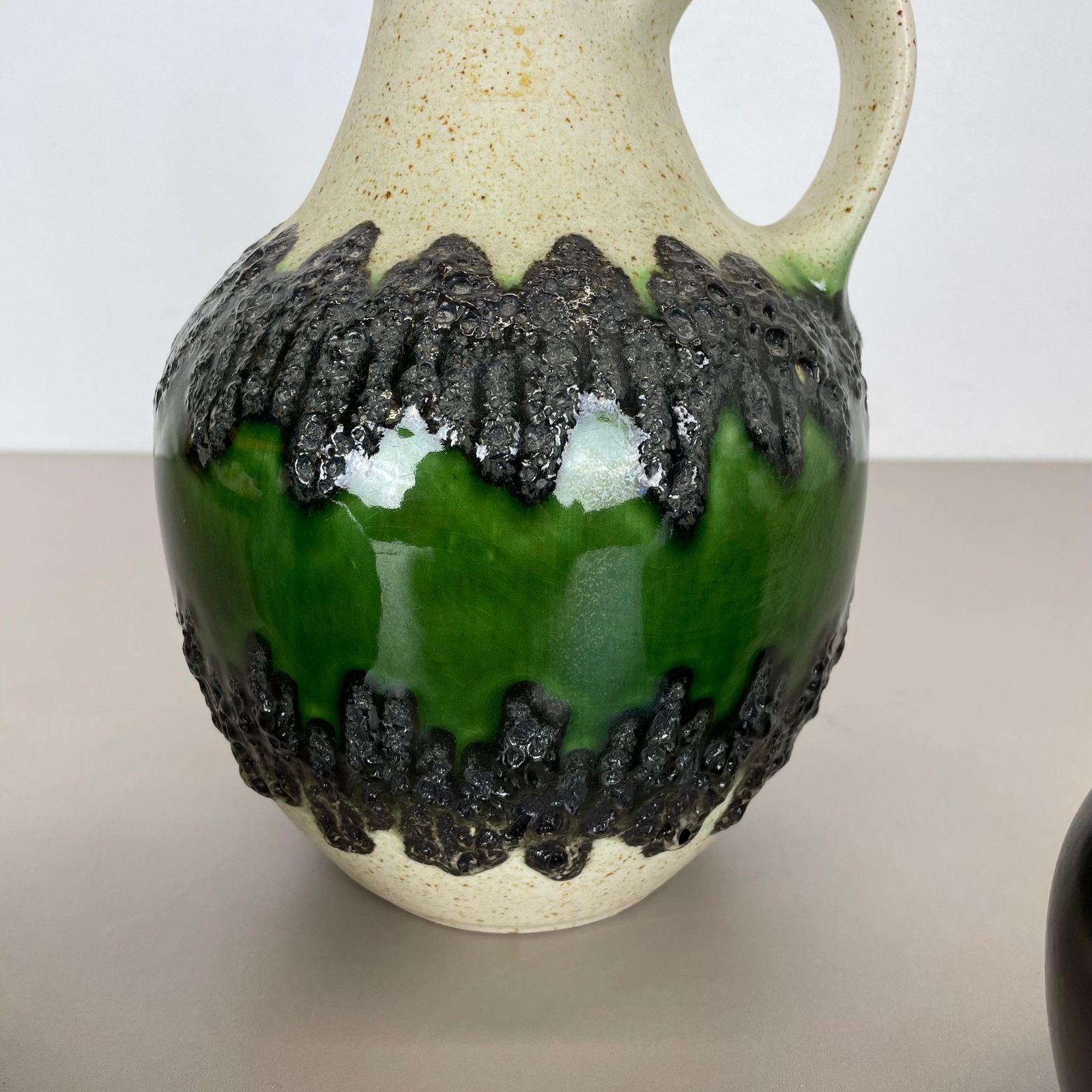 Set Of 3 Multi Color Fat Lava Op Art Pottery Vase Made Bay Ceramics, Germany photo buy