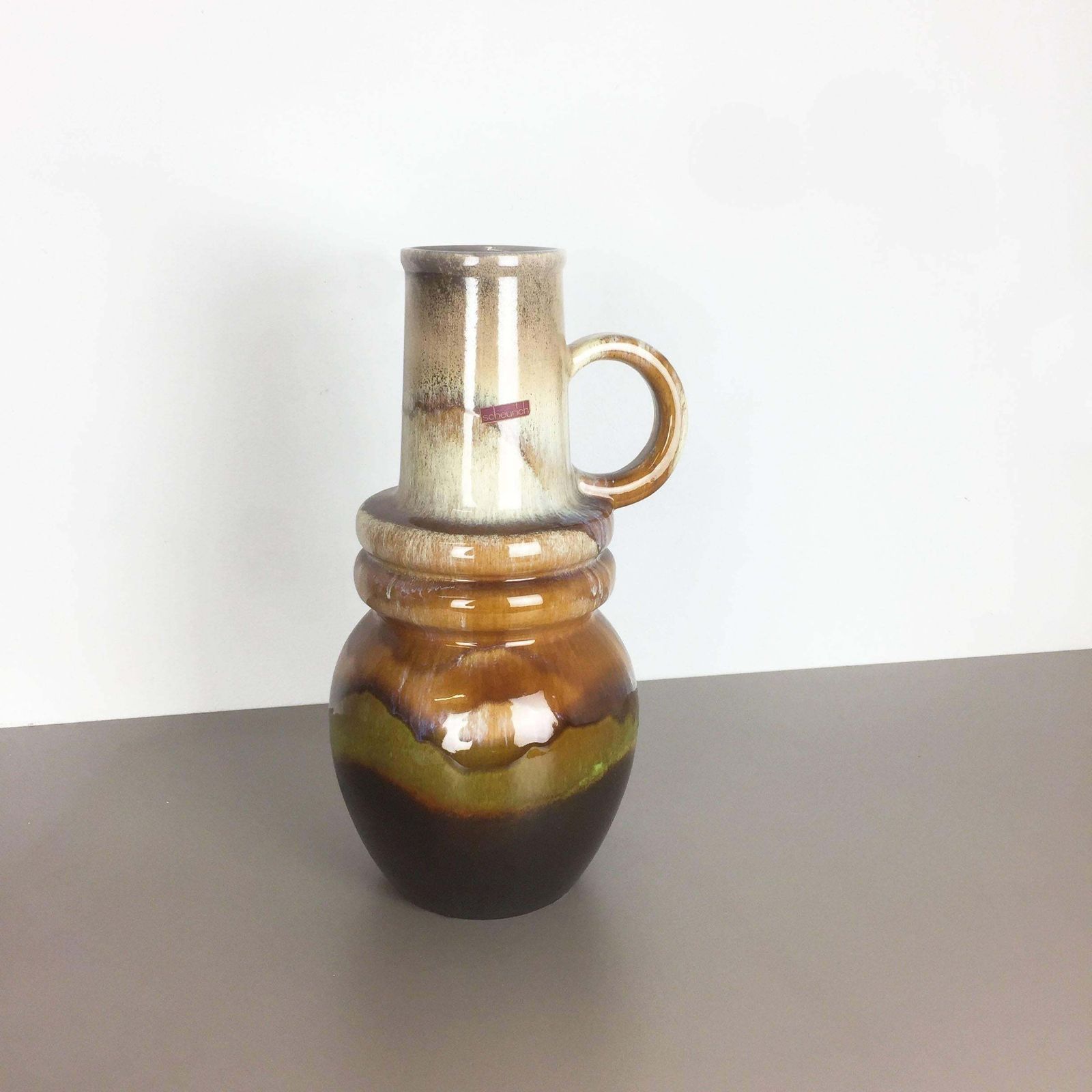 Extra Large Vintage Pottery Fat Lava Vase Made By Scheurich, Germany, 1970s