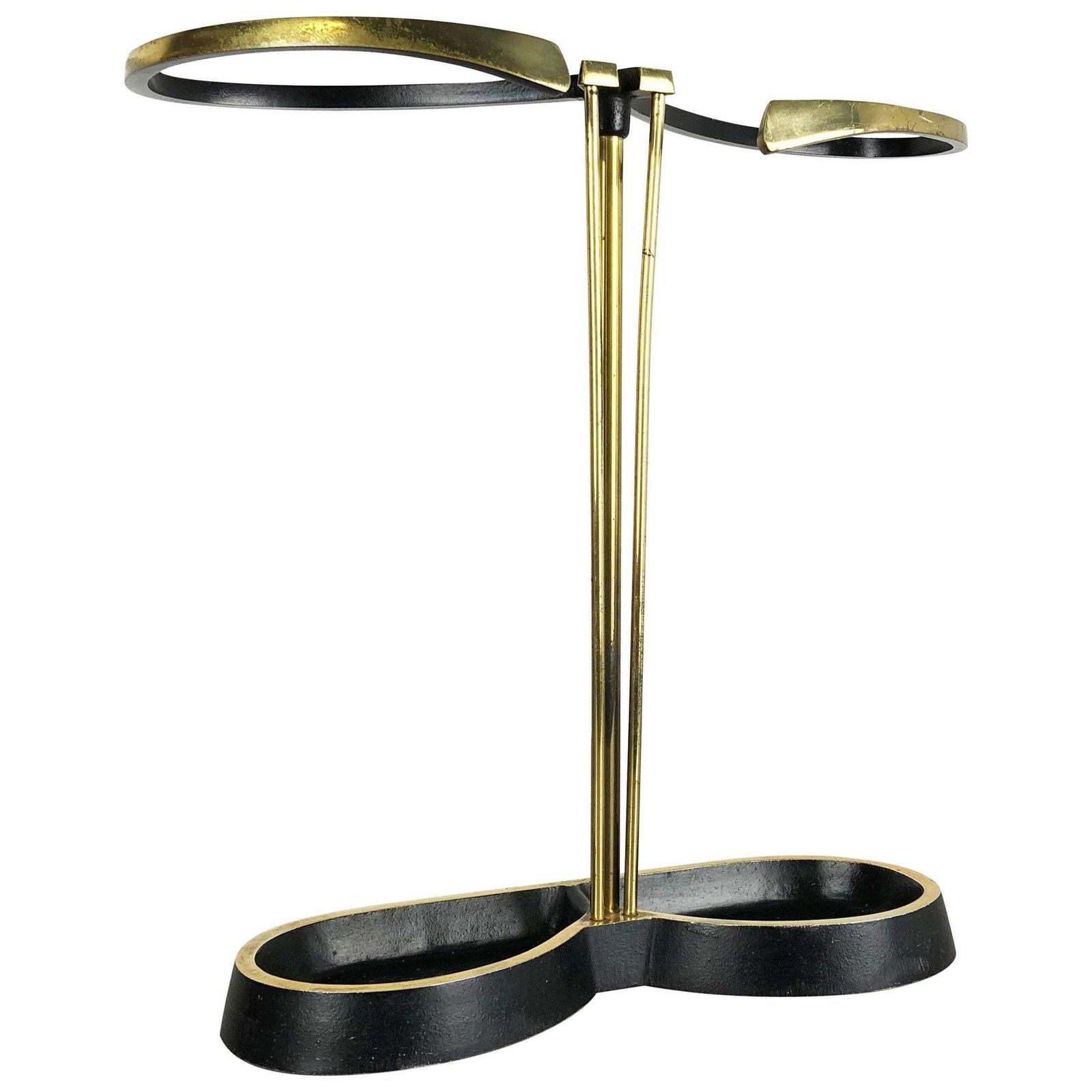 Original Midcentury Metal Brass Auböck Style Umbrella Stand, Austria, 1950s photo furniture